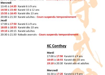 KC La Tour - Conthey - Saxon - Horaires
