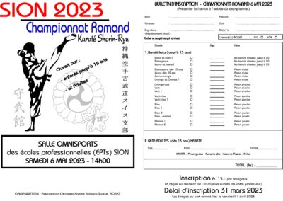 Inscription championnat romand shorin-ryu 2023