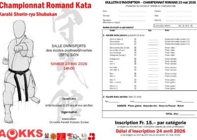 Inscription championnat romand shorin ryu 2026
